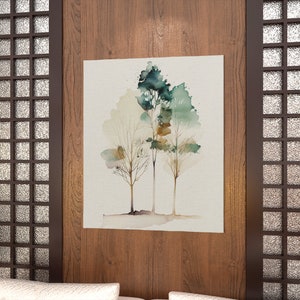 Serene Trees: Minimalistisches Aquarell Poster in 7 Größen