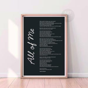 Custom song lyric personalised print perfect gift for loved one to celebrate your special song