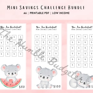 You Are Koalafied Mini Savings Challenge | A6 Savings Challenge | A6 Printable | Low Income