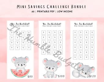 You Are Koalafied Mini Savings Challenge | A6 Savings Challenge | A6 Printable | Low Income
