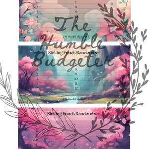 May include: Printable sinking funds randomizer with a pink and blue watercolor background. The text "The Humble Budgeter" is at the bottom of the page. The numbers 1 through 12 are listed on the left side of the page, and the numbers 7 through 12 are listed on the right side of the page.