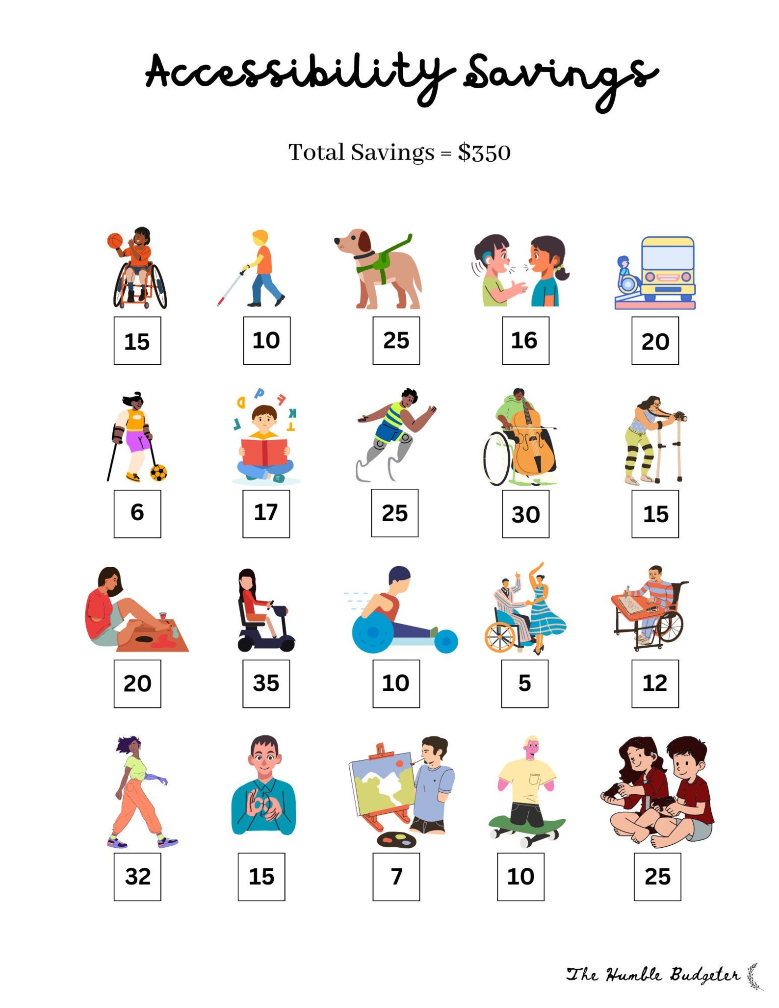 Accessibility Savings Challenge Savings Tracker A6 Savings Etsy