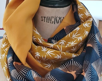 Foulard Snood Femme SYDNEY en coton bio, éventail, jaune, fluide, contemporain, élégant