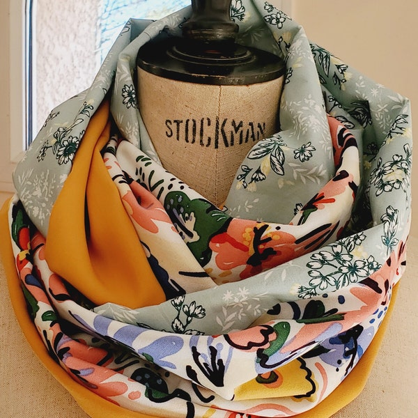 Foulard Snood Femme, LOUISE, écharpe élégante, double tour de cou chic, fait-main, cadeau femme,