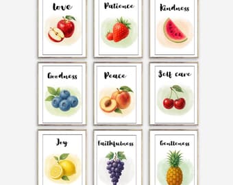 Fruits of the Spirit Wall Art Printable | Christian Bible Verse Decor | Holy Spirit Scripture Art | Galatians 5:22 | Digital Download