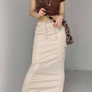 Khaki Long Skirt Etsy UK