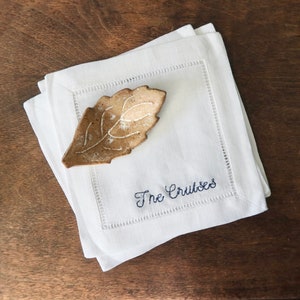 Custom Embroidered Linen Cocktail Napkins | Set of 4
