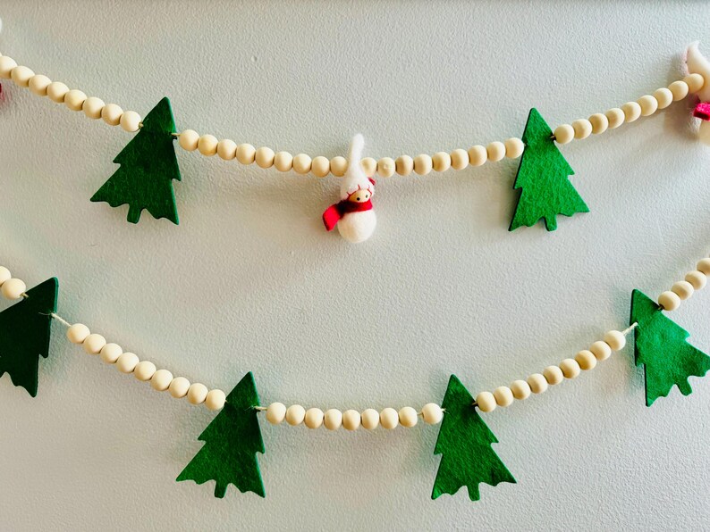 Christmas Tree Garland, Tree Garland, Snowman Garland, Felt Snowman