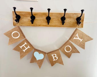 Oh Boy Banner, Oh Boy Baby Shower, It's A Boy Banner, Baby Boy Banner, Baby Garland, Baby Shower Decorations, Gender reveal, Burlap Banner