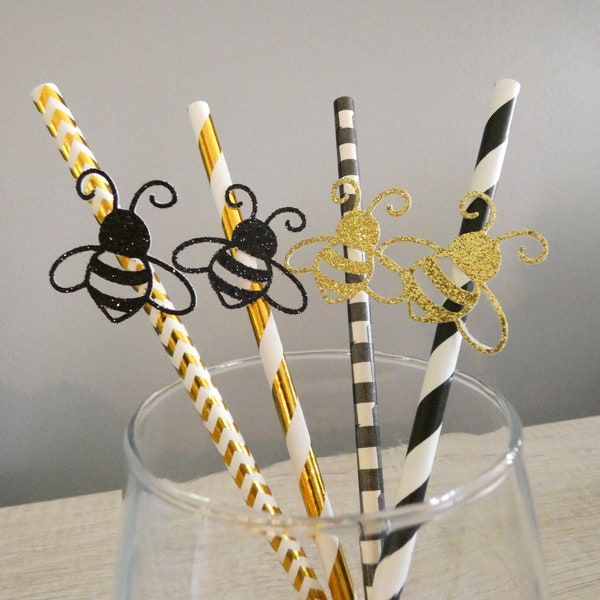 Bee Party Straws/Bee Party Decoration Straw/Bee Baby Shower/HapBee Birthday Party/Bee 1st Birthday/Bee Gender Reveal/Bee Day/Meant to Bee