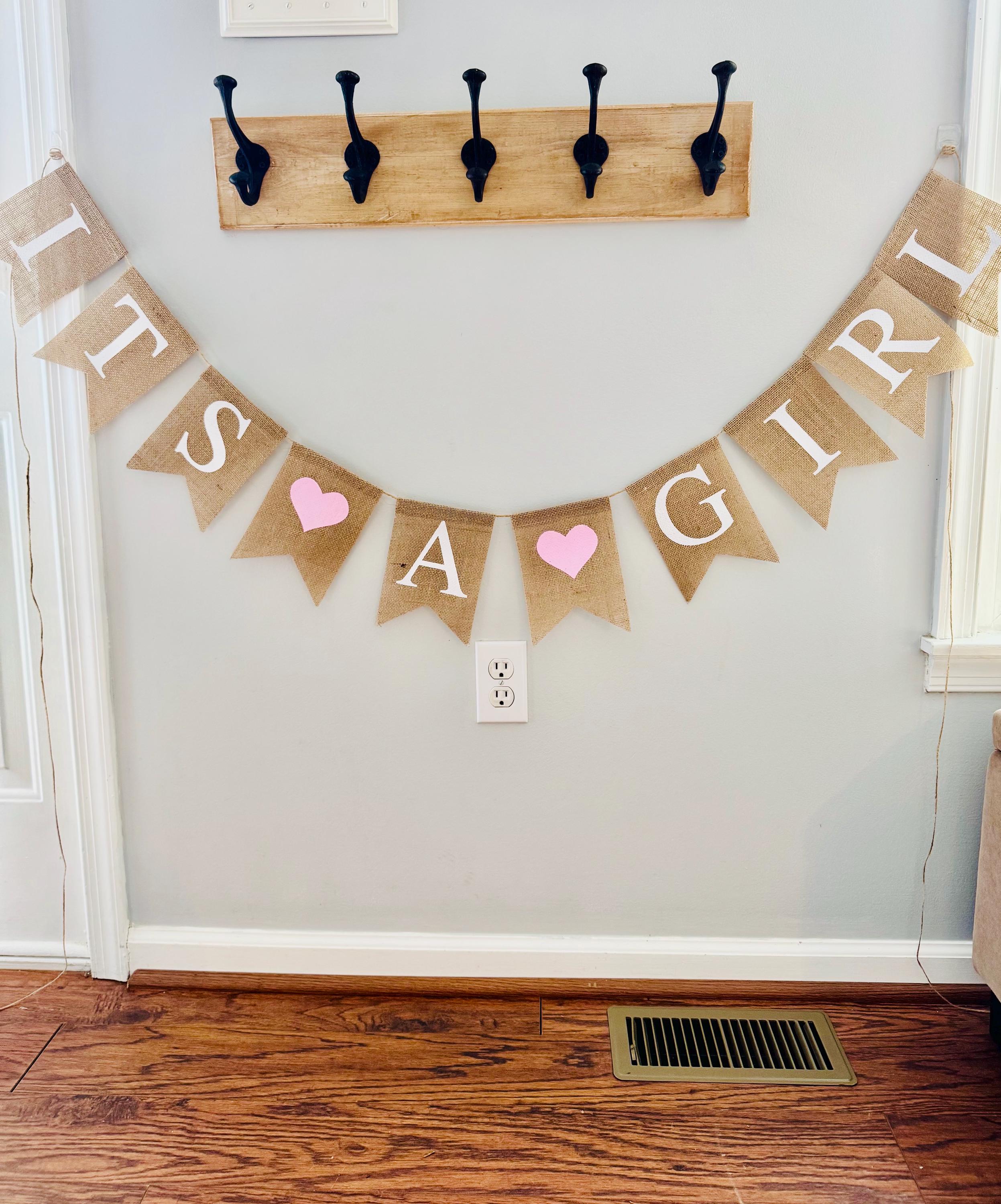 Sweet Baby Girl Burlap Banner - Pre-Strung, 8.2ft, Rustic Gender Reveal Or Nursery Decor