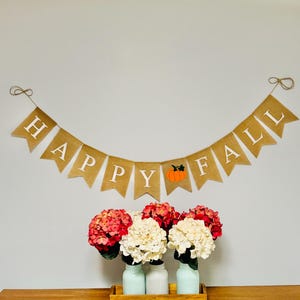 Happy Fall Banner, Happy Fall Burlap Banner, Fall Banner, Thanksgiving Burlap Banner, Rustic Fall Banner, Thanksgiving Decor, Fall Decor