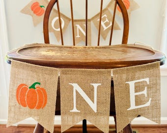 Pumpkin Highchair banner, Pumpkin One Banner, Pumpkin Birthday, Our Little Pumpkin Banner, Fall First Birthday, One Birthday Banner