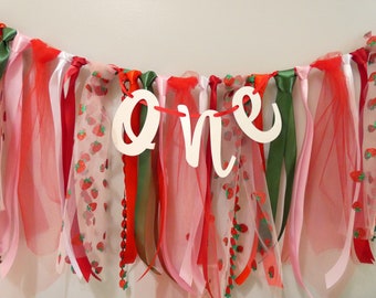 Strawberry High Chair Banner/Berry First/Berry Sweet High Chair Banner/Strawberry Garland/Strawberry party decor/Strawberry Theme/ONE banner