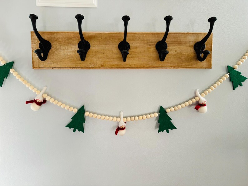 Christmas Tree Garland, Tree Garland, Snowman Garland, Felt Snowman