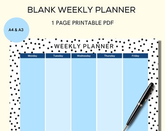 Weekly Planner Printable Landscape / Desk Planner, Daily Planner ...