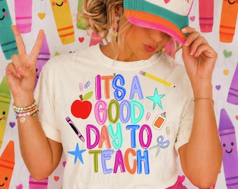 È una bella giornata per insegnare, Insegnante PNG, Design per maglietta di apprezzamento per gli insegnanti, Insegnante preppy PNG, PNG disegnato a mano, Ritorno a scuola