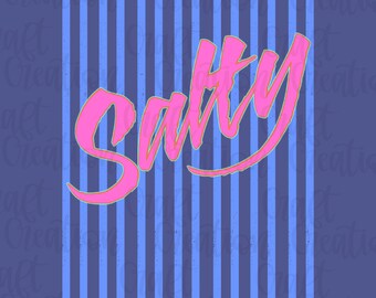Distressed Stripes Salty PNG: Retro Varsity Design (Digital Download) Neon Preppy Summer, Trendy