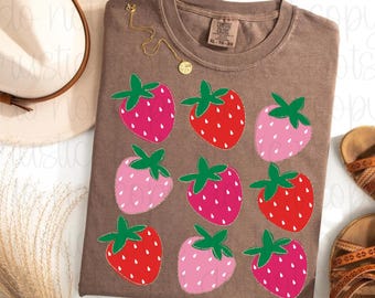 Boho Erdbeere Kokette PNG, Adrette Erdbeeren Png, Erdbeerfest Png, Sommer Erdbeere Png, Blumen Erdbeere Png, Boho Sommer Png