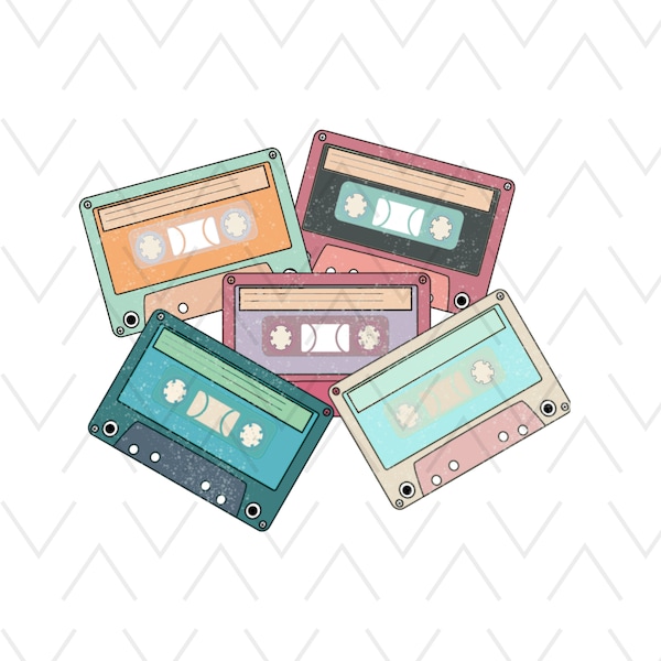 90s Blank Cassette Tapes Png, Retro Cassette Tapes Clip Art, Illustrations