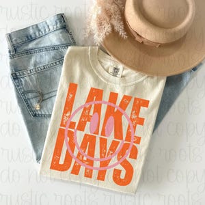 Distressed Happy Face PNG Retro PNG Summer png Lake Days Smile Designs Happy Shirt Girly png Lake png Lake PNG