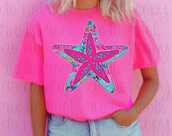 Preppy Seestern PNG: Beachy Küstendesign (Digitaler Download)