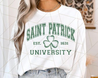 Saint Patrick Universität PNG: Kleeblatt Varsity Design (Digitaler Download)
