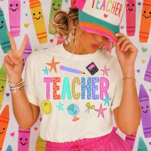 Teacher PNG, Teacher Appreciation Shirt Design, Teacher Preppy Png, Hand Drawn PNG, Back to School