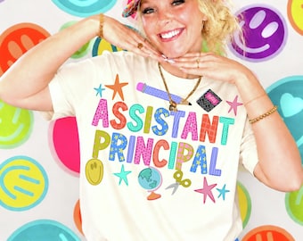 Stellvertretender Schulleiter (PNG), Schul-Doodle-Shirt-Design, Lehrer-Preppy (PNG), Handgezeichnet (PNG), Schulanfang