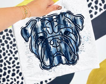 Bulldog com pinceladas PNG: Design digital colorido de mascote (download instantâneo)