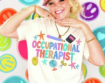 Terapista occupazionale PNG, design maglietta doodle, insegnante preppy PNG, PNG disegnato a mano, ritorno a scuola