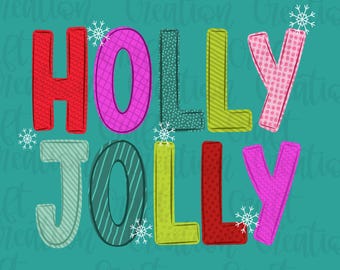 Holly Jolly Png, Preppy Christmas Digital Download, trendy doodle letters, hand drawn