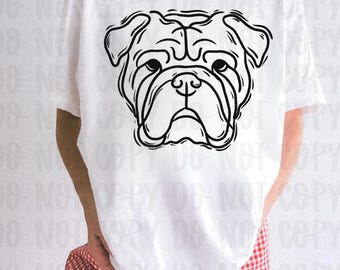 Doodle Bulldog PNG: Design Digital de Mascote Desenhado à Mão (Download Instantâneo)