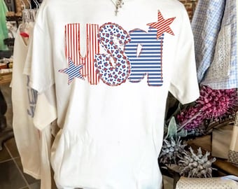 USA Preppy Gold Glitter - Patriotic Stars PNG: 4th of July Digital Design, Trendy Summer, Coquette Bow