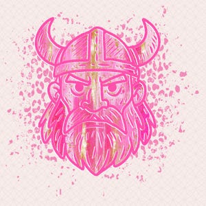 Pink Doodle Vikings Mascot, Hand drawn mascot, go Vikings, digital design download