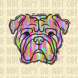 Colorful Brushstroke Bulldog Png, Mascot Digital Design, Team Spirit, Instant Download, Doodle Mascots, trendy digital design