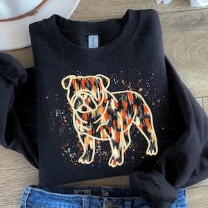 Colorful Brushstroke Bulldog Png, Mascot Digital Design, Team Spirit, Instant Download, Doodle Mascots, trendy digital design