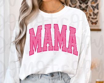 Pink Varsity Mama PNG: Distressed Collegiate Font (Digital Download)