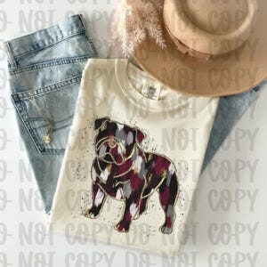 Colorful Brushstroke Bulldog Png, Mascot Digital Design, Team Spirit, Instant Download, Doodle Mascots, trendy digital design