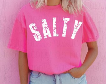 Salty Svg, Distressed Salty PNG, Grunge Texture Salty Svg, Retro Varsity Svg, Summer Vibes Shirt, Sublimation Design, Y2K Aesthetic