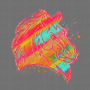 Preppy Mustangs Png, Mascot Digital Design, Team Spirit, Instant Download, Hand drawn Mascots, trendy digital design, Colorful brushstroke