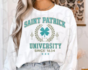 Saint Patrick Universität PNG: Retro glückliches Kleeblatt Design (Digitaler Download)