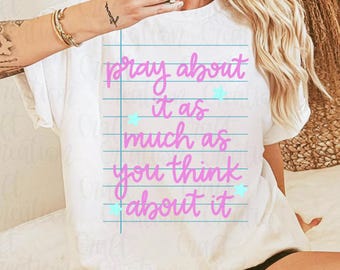 Pray About It PNG, Faith, Positive Quotes, Doodles, Hand Drawn (Digital Download) Trendy