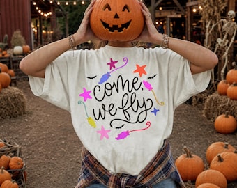 Vieni, voliamo PNG Halloween PNG: fantasma spettrale, glitter finto (download digitale) autunno preppy PNG