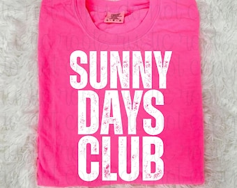 Sunny Days Club PNG: Design di maglietta da spiaggia in difficoltà (download digitale)