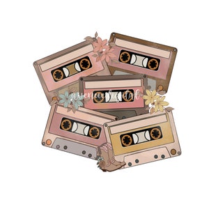 Lata 90. Puste kasety magnetofonowe Png, Retro kasety magnetofonowe Clip Art, Ilustracje