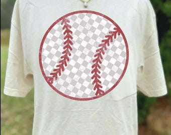 Karierter Baseball PNG: Taupe Grunge Design (Digitaler Download)