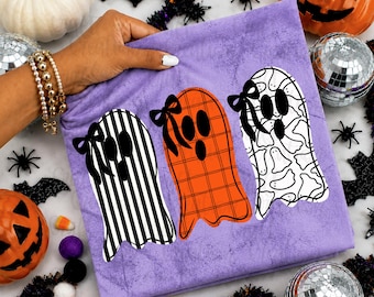 Preppy Ghosts Boo PNG: Verspieltes Halloween – Punkte, Sterne (Digitaler Download), Gruselsaison, Mädchenhaftes Halloween