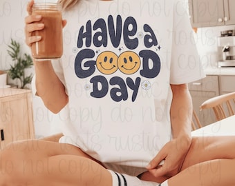 Preppy Daisy PNG: Have a Good Day, Summer T-Shirt Design (Digital Download)