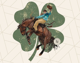 Western Digital Download, Western St Patrick’s Day png, Cowgirl western designs, lucky western sublimation png, Lucky Bronco, Rodeo